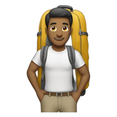 Hombre llenando su mochila para un viaje sticker