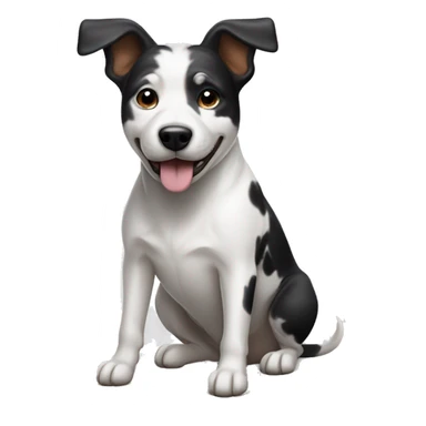 white and black dog terrier/cattle dog mix using the vacuum sticker