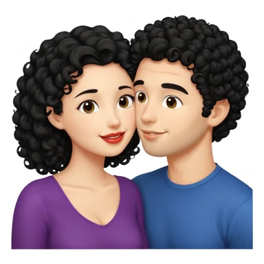 a handsome man with black curly hair tries to kiss a cute woman sticker
