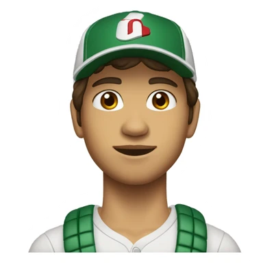 Teenager boy type mexican, White skin, with baseball cap backwards with wavy brown hair (Which go down behind to the nape of the neck), Little bit dezoom sticker