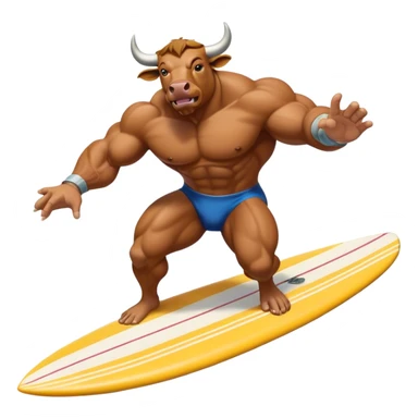 The buff bull is surfing. sticker