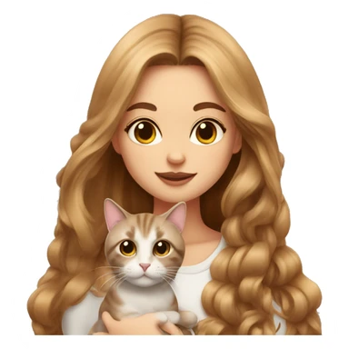 cute cats with fashionable Girl with brown long hair sticker