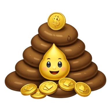 emoji combinant un tas de caca et une pièce d'argent sticker