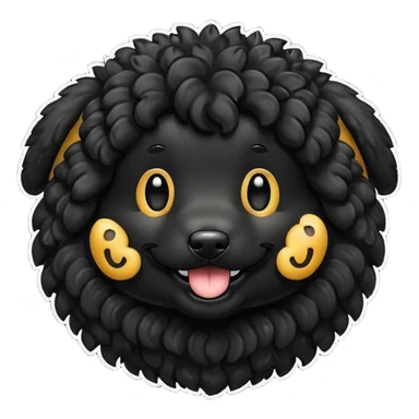 all black double doodle dog no background emoji sticker