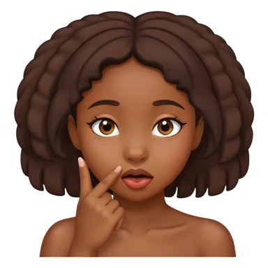 A shy black girl biting her finger out of shyness sticker