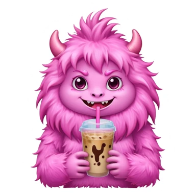 Fluffy Girl monster with iced coffee sticker