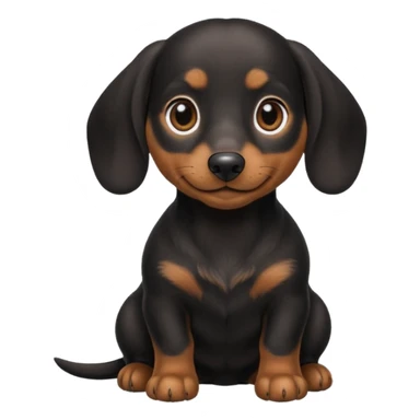 Black miniature Daschund sitting looking happy sticker