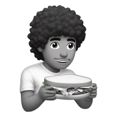 Maradona eating sandwich black and white sticker