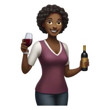 Black woman tipsy with bottle of wine in hand sticker