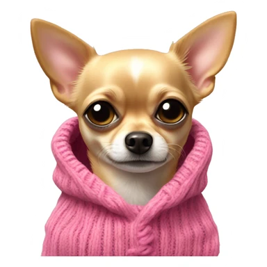 long dirty greasy haired blonde chihuahua in a huge pink sweater sticker
