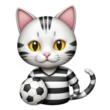 cat wearing black and white stripped football shirt sticker