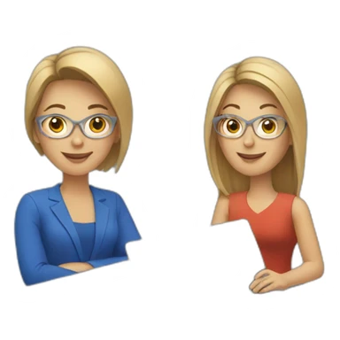 2 european female designers with laptop sticker