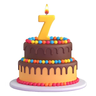 birthday cake with number 7 candle sticker