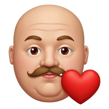 Fat guy bald head mustache kissing heart sticker