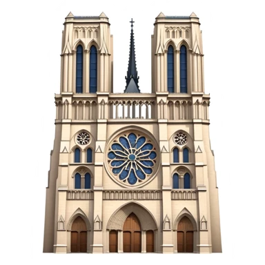Notre Dame Cathedral in Paris with its iconic Gothic architecture, twin towers, and rose window sticker