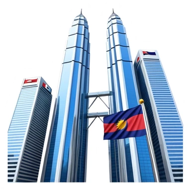 Kuala Lumpur Twin Towers, with a Malaysian flag sticker