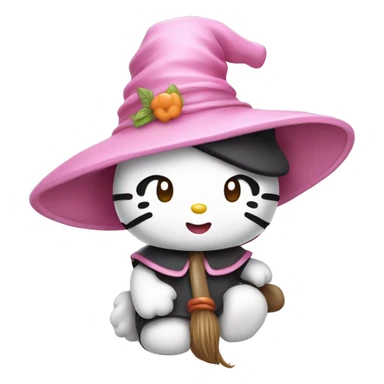 Hello kitty with witch pastel pink hat sticker