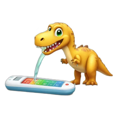 sick dinosaur with thermometer sticker