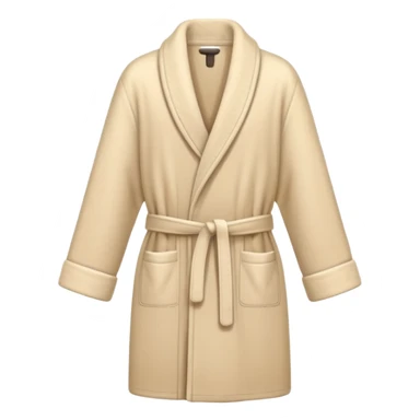 Soft beige bathrobe folded neatly, minimal aesthetic sticker