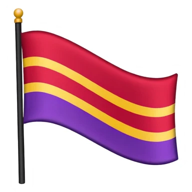 The emoji of a flag with three horizontal bars. The top bar is black, the middle bar is white, and the bottom bar is split in half. The bottom left is purple, and the bottom right is red sticker
