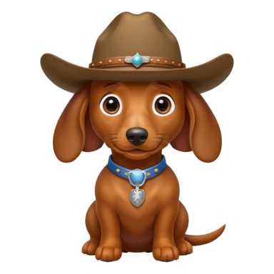 A dachshund ￼dog with a cowboy hat  sticker