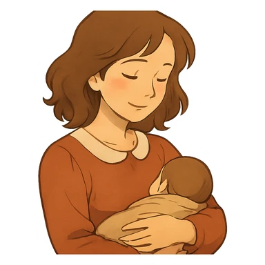 ghibli style warm portrait of a mother sticker