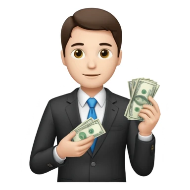 CEO with money in his hands donating to hospital sticker