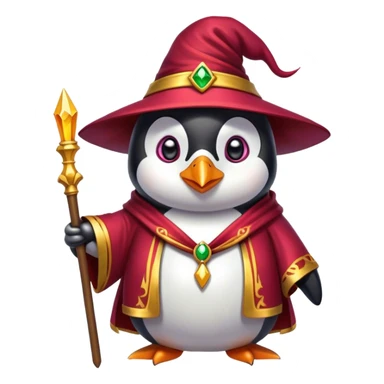 Penguin Wizard with Ruby and Golden robe sticker