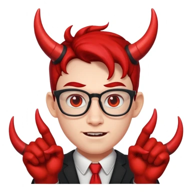 nerd face with devil horns sticker