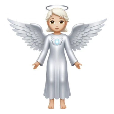 Full body, Cinematic and Ultra realistic 32k HD hauntingly beautiful Angel with Balanced features, highly detailed, glowing with silver light, high shine, remembrance, a painting of white silver, fanciful, enchanting. The image is so lifelike it could leap off the canvas at any moment sticker