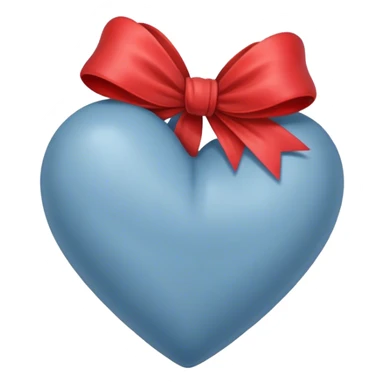 Dusty blue heart with a bow wrapped around it sticker