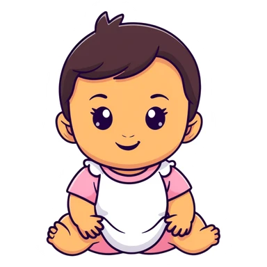 face of smiling baby girl with big eyes, medium skin tone, and dark hair sticker
