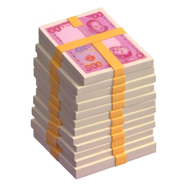 Stack of Chinese yuan bills sticker