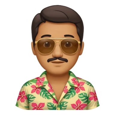 Retro 70s man  in hawaii t-shirt sticker