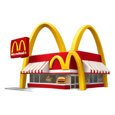 “McDonald’s store with the iconic golden arches, a red and yellow color scheme, and a simple, recognizable design that captures the essence of a fast food restaurant.” sticker