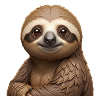 Cinematic Noble Sloth Portrait Emoji, Poised and serene, with a leisurely, gentle build and calm, wise eyes adorned with soft, textured fur, Simplified yet sharp and sophisticated features, highly detailed, glowing with a soft, tranquil glow, high shine, intelligent and unhurried, stylized with an air of relaxed authority, focused and composed, soft glowing outline, capturing the essence of a watchful and confident guardian that appears ready to slowly emerge from the screen with effortless grace! sticker