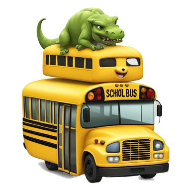 school bus with a dinasour on top  sticker