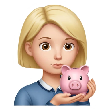 holding a piggy bank and looking thoughtful sticker
