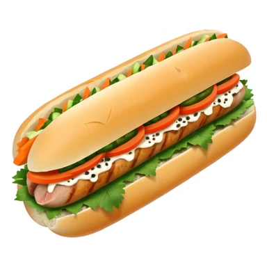 make it cute, chibitraditional banh mi with char grilled pork


    Very crusty baguette

    Mayo 

    Pickled carrot 

    Cucumber, coriander/cilantro, green onion, chilli 
 sticker