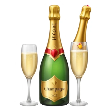 girl with Champagne bottle with party cap, only bottle. sticker