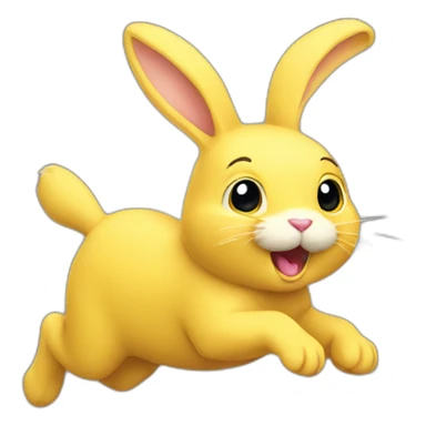yellow bunny running to the right sticker