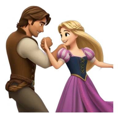 Rapunzel and Flynn Rider dancing sticker