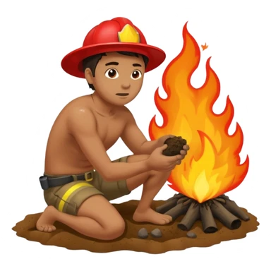 Man trying to get the fire off while rubbing his butt in the tracks sticker