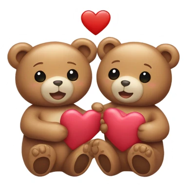 Two teddy bears holding hearts sticker