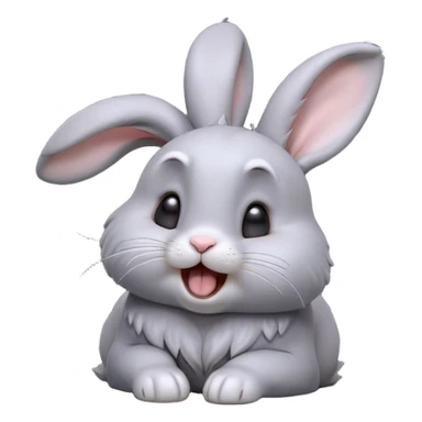 Cinematic Cute Yawning Grey Rabbit Portrait Emoji, Head tilted slightly with a dramatic, wide-open yawn, showcasing a smooth grey fur with a refined finish, floppy ears slightly drooping, round grey eyes barely open in drowsy contentment, Simplified yet irresistibly adorable features, highly detailed, glowing with a soft, cozy glow, high shine, relaxed yet expressive, stylized with a touch of whimsy, bright and endearing, soft glowing outline, capturing the essence of a sleepy yet affectionate bunny, so drowsy it feels like it could stretch out of the screen and curl up for a nap! sticker