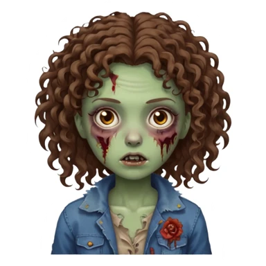 zombie girl with curly hair n brown eyes sticker