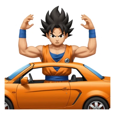 Goku crashes cars throw on Vegeta's head  sticker