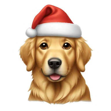 golden retriever wearing a christmas hat  sticker