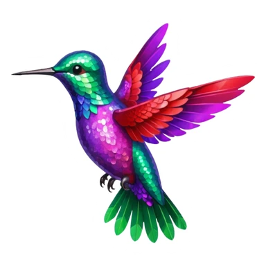 hummingbird with red and purple with glitter sticker
