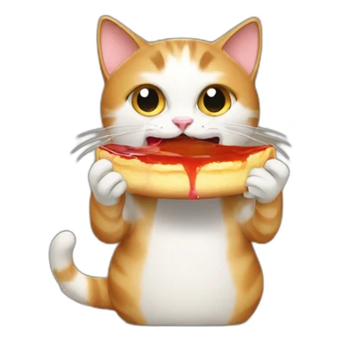 cat eating a flan sticker